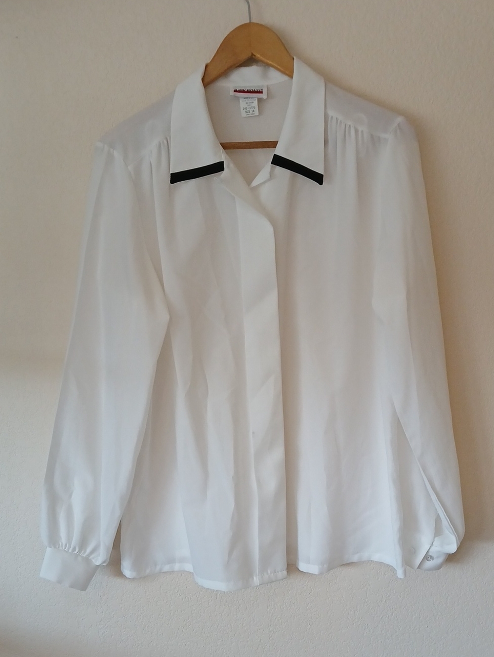 Vintage Judy Bond Semi Sheer White Blouse Hidden Buttons